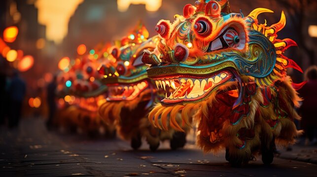 Chinese new year traditional dragon dance costume with intricate design and cultural symbolism