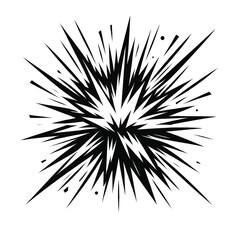 Graphic representation of a black ink splatter, resembling an explosion, suitable for backgrounds, overlays, or dynamic designs.