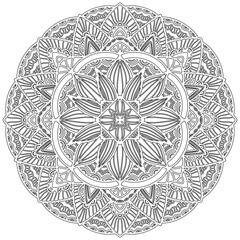 Colouring page - 326, hand drawn, vector. Mandala 269, ethnic, swirl pattern, object isolated on white background.