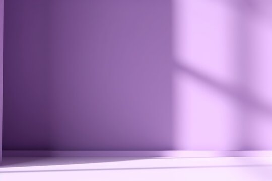 Abstract purple studio background for product presentation. Empty room with shadows of window. Display product with blurred backdrop, Generative AI