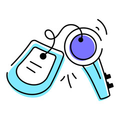 A doodle style icon of room key, editable design 