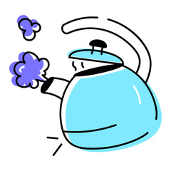 Editable doodle icon of whistle kettle 