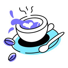 Premium doodle icon of cappuccino 