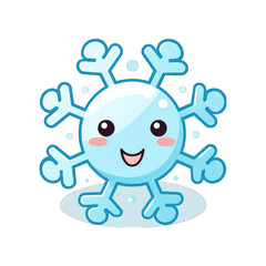 Blue Kawaii cartoon Christmas snowflake, isolated