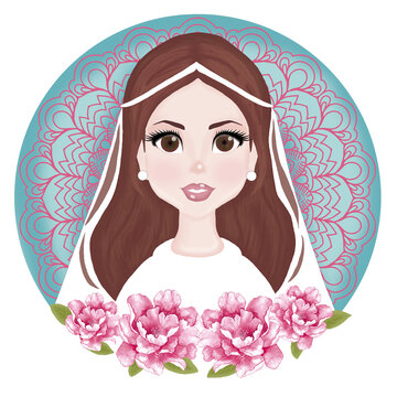 Ilustraci&oacute;n novia, boda, esposa para sublimar alta definici&oacute;n png