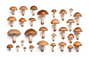 Shimeji mushrooms isolated on white background. Generative Ai