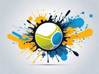 A tennis ball sticker on a T-shirt with the logo of a sports champion. Cartoon - Beautiful and rounded design for stickers and badges. Olympic Games