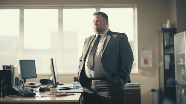 Manager with plus size body using blazer jacket suits