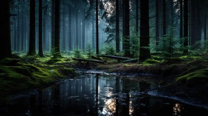 Moody Forest Landscape Nature Concept