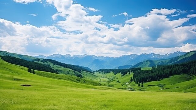 Beautiful landscape of meadow mountain view in summer