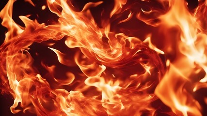 Fototapeta premium fire flames background A chaotic mix of red, orange, and yellow, representing the flames of a fire. The colors swirl 