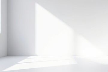 Abstract white studio background for product presentation. Empty room with shadows of window. Display product with blurred backdrop, Generative AI