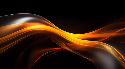 a blurry image of a wave of orange and yellow light on a black background with a black background