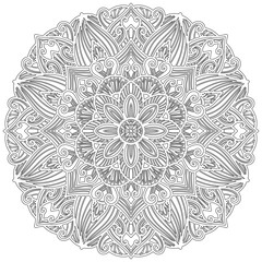 Colouring page - 328, hand drawn, vector. Mandala 271, ethnic, swirl pattern, object isolated on white background.