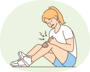 Unhealthy girl with knee pain