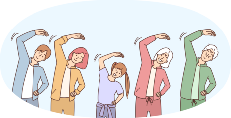 Happy family workout together