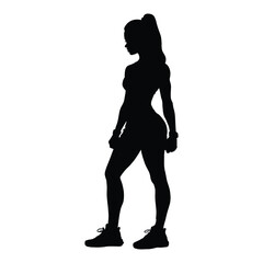 Gym Girl Silhouette on White Background