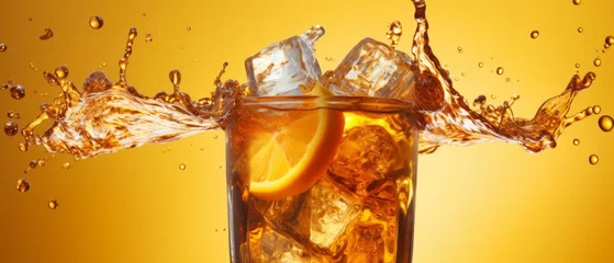 Poster A refreshing citrus drink. Cool elegant ice lemonade © BraveSpirit