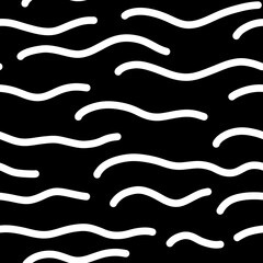 Seamless Wave Pattern. Hand Drawn Water Sea Modern Background.