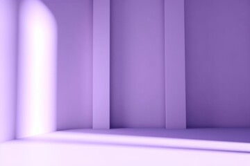 Empty purple corner. Abstract studio background for product presentation. 3d room with shadows of window. Minimalistic space concept with blurred, Generative AI