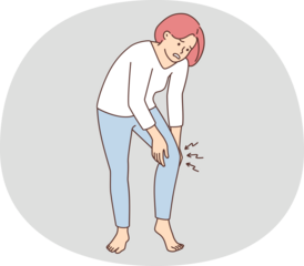 Unhealthy woman suffer from knee pain