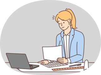 Female architect work on computer in office