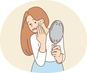 Stressed woman worried about acne
