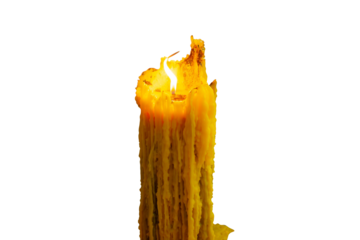 burning candle on white background