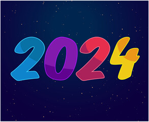 2024 New Year Holiday Design Multicolor Abstract Vector Logo Symbol Illustration With Blue Background