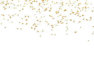 Realistic Golden Confetti and serpentine explosion For The Festival Party Ribbon Blast Carnival Elements Or Birthday Celebration