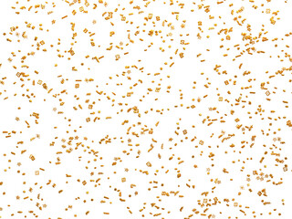 Realistic Golden Confetti and serpentine explosion For The Festival Party Ribbon Blast Carnival Elements Or Birthday Celebration