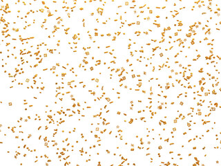 Realistic Golden Confetti and serpentine explosion For The Festival Party Ribbon Blast Carnival Elements Or Birthday Celebration