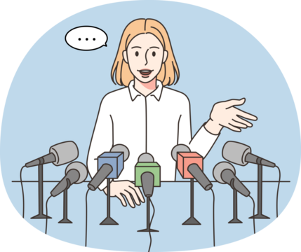 Speaker talking with reporters at press conference