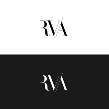 RVA logo. R V A design. White RVA letter. RVA, R V A letter logo design. Initial letter RVA linked circle uppercase monogram logo. R V A letter logo vector design. 