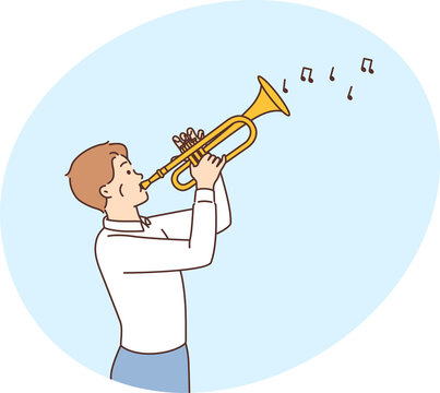 recommend clip art: Small boy play on trumpet
