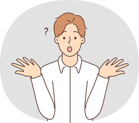 Confused man shocked with unexpected news