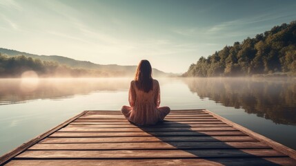 person on the pier at sunset