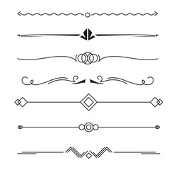 Calligraphic ornamental line divider collection