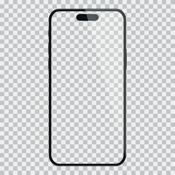Studio shot of Smartphone with blank white screen for Infographic Global Business . Front View Display.Vector illustration. PNG	
