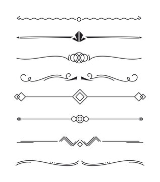 Calligraphic ornamental line divider collection