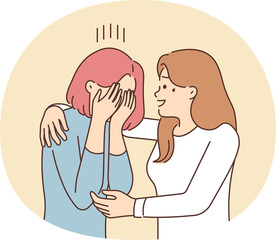 Caring woman comfort unhappy friend