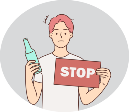 Man with bottle protest against alcohol