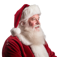 Close up of santa claus. isolated on transparent background PNG.