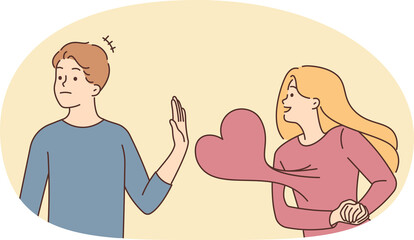 Young man reject woman in love