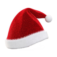 Close up of santa claus hat. isolated on transparent background PNG.