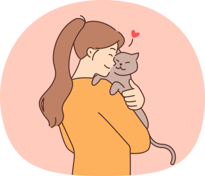 Happy girl hold cat in arms - Powered by Adobe