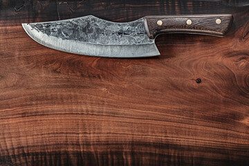 Knife For Meat Made Of Damascus Steel
