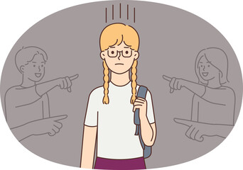 Children point bullying girl child