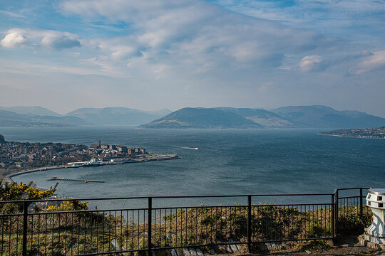 Beautiful view from Greenock Lyle hill look across Gourock holy loch