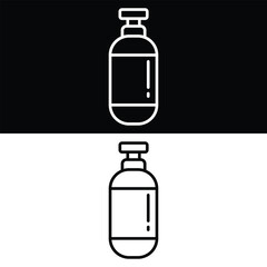 Oxygen tank Vector, Black and White Version Design Template
